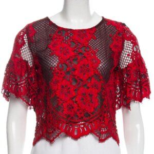 Alexis Red Lace Crop Top S
